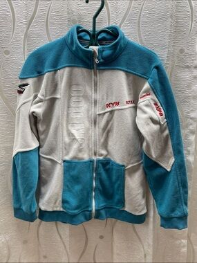 Ski-Doo Racing Fleece Jacket Youth 14-16 Teal Gray Excellent Embroidered BRP